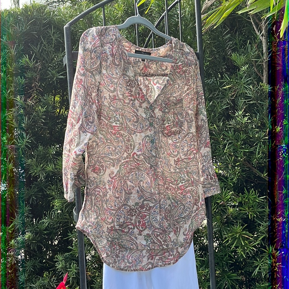 Fred David Med Cotton Print Blouse